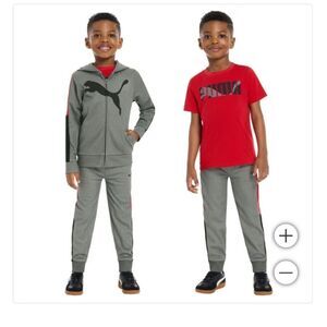 Puma Kids' NWT Boys Size 4T Red and Gray Tracksuit Set